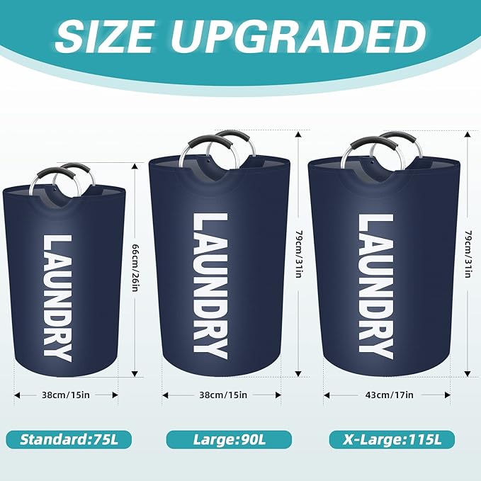 StorageRight 75L Large Laundry Basket, Laundry Hamper, Dirty Clothes Hamper
