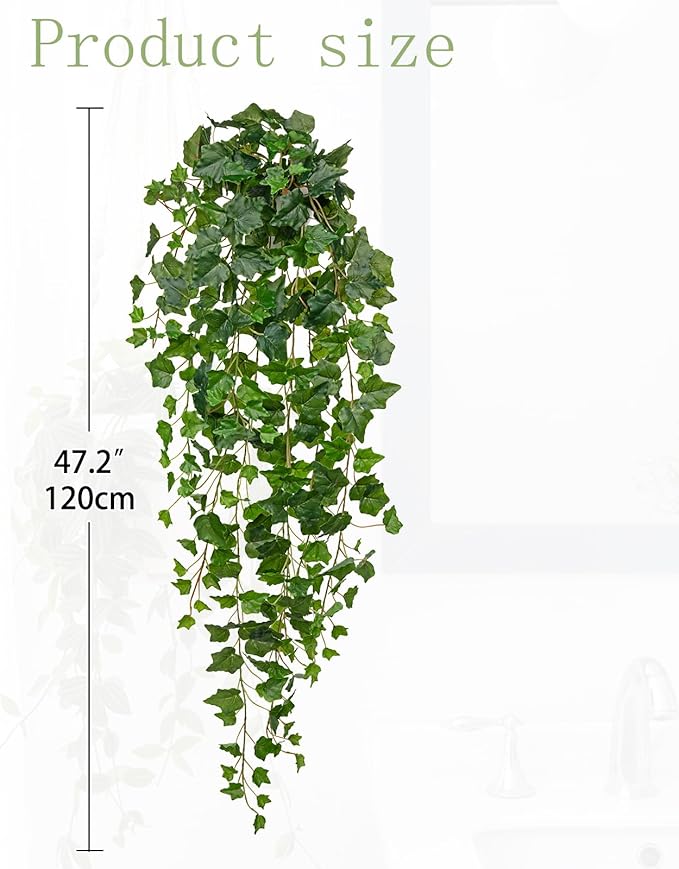 Hollyone Artificial Hanging Plants Wall Potted 47.2" Fake Ivy Vine Faux Ivy Leaves Hanging Greenery Plants for Wall Home Indoors Outdoors Garden Patio Decor