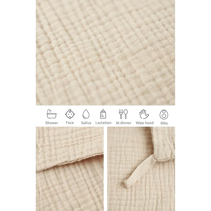Konssy 6 Pack Baby Muslin Washcloths for Unisex 100% Cotton Wash Cloth Set for Baby Face Body Comfy and Soft for Newborn Infants Kids Girls and Boys
