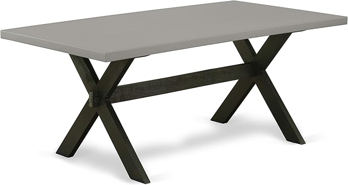 East West Furniture X697FL624-9 9 Piece Dining Room Furniture Set Includes a Rectangle Dining Table with X-Legs and 8 Black Linen Fabric Upholstered Chairs, 40x72 Inch, Multi-Color
