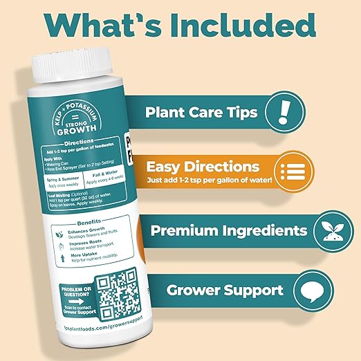 TPS NUTRIENTS Potassium Fertilizer for Plants, Boosts Growth, Budding and Flowering, Liquid Plant Food, 32 oz (1 Quart)