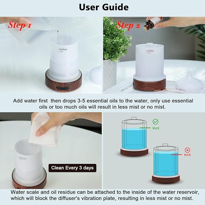Aromatherapy Essential Oil Diffuser 150ml- Electric Cool Mist Aroma Diffuser with Intermittent Mode, Auto Shut-Off Protection, 7 Colors Changing LED Light for Home Office Decor & Gift (Life Tree)