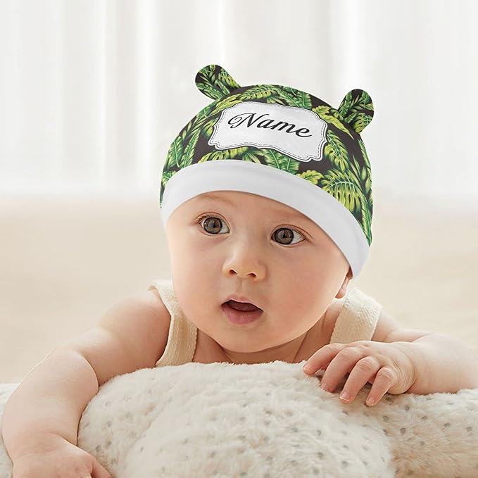 Personalized Name Car Seat Covers for Babies, Customized Infant Carseat Cover with Name, Baby Carrier Cover Car Seat Canopy, Carseat Canopies Nursing Cover for Newborn Boys Girls, Tropical Plant