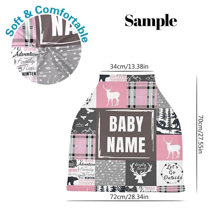 Personalized Baby Car Seat Covers with Name, Custom Nursing Cover Breastfeeding for Babies, Carseat Canopy for Girls and Boys, Infant Stroller Cover, Breathable Carseats Cover(Red Tractor Farm Theme)