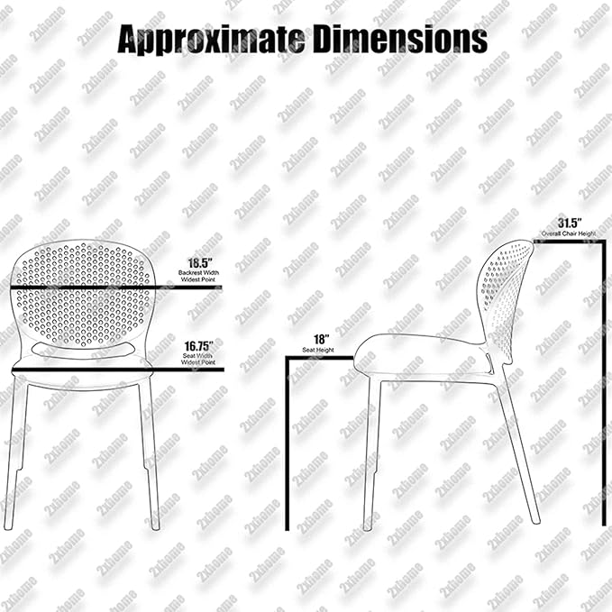2xhome Set of 4 Patio Dining Chairs | Modern Stackable Outdoor Pool Side Chair | Weather Resistant Plastic for Yard, Porch, Balcony, Kitchen, Yellow