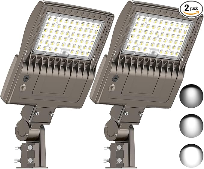 KUKUPPO 2Pack 240W LED Parking Lot Light Power Adjustable, LED Shoebox Flood Pole Light Outdoor Parking Lighting with Slip Fit 36,000LM 5000K IP65 Waterproof 100-277V UL Listed