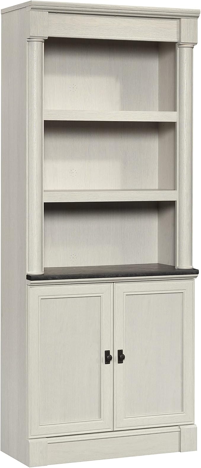 Sauder Palladia Book Shelf, Bookshelf with Storage, Library Bookcase with Doors and Adjustable Shelves, in Glacier Oak Finish