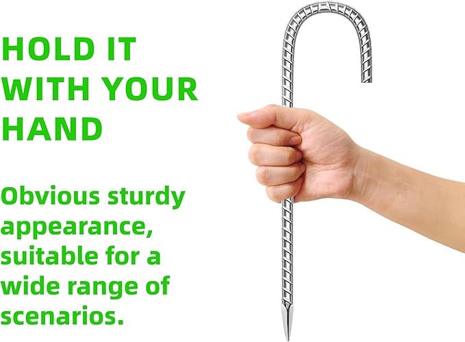 40 Pack Ground Garden Rebar Stakes Rebar 12 Inch Anti-Rust Galvanized Steel J Shape Hook Heavy Duty Ground Anchors for Tents, Position Kits,Fences, and Trampolines Landscape Fabric