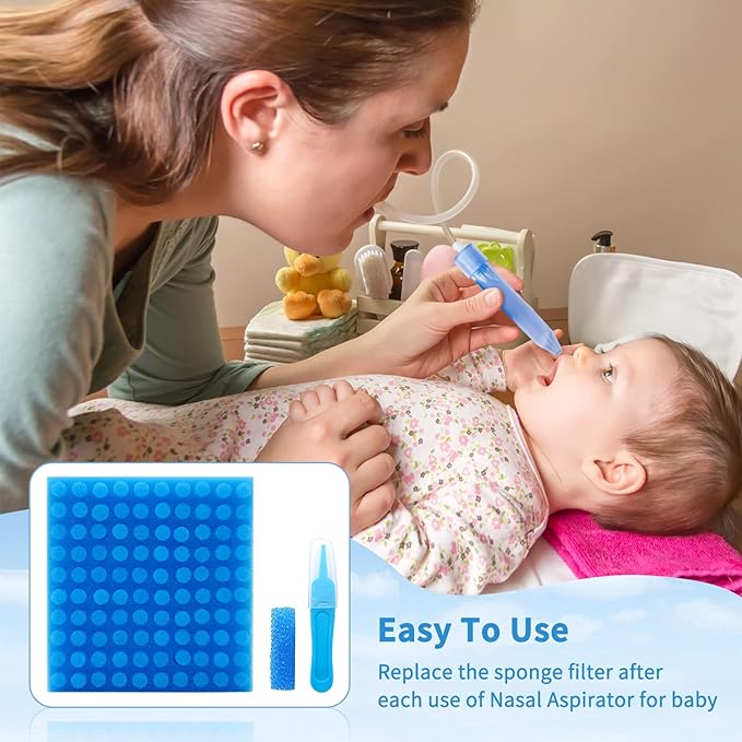 POPYJAN Nasal Aspirator Hygiene Filters 100PCS, Replacement for NoseFrida Nasal Aspirator Filters Safe Environmental, BPA, Phthalate & Latex-Free (100 Count +Tweezer)