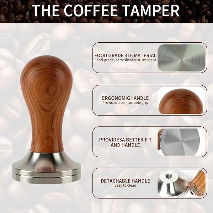 Gmnuiy51mm Coffee Tamper Set 23 PCS, Espresso Accessories Kit Barista Kit,316stainlesss Tamper & WDT Tool,316stainlesss Frothing Pitcher, Stirrer, Tamper Mat, Latte Art Pen Coffee puck screen