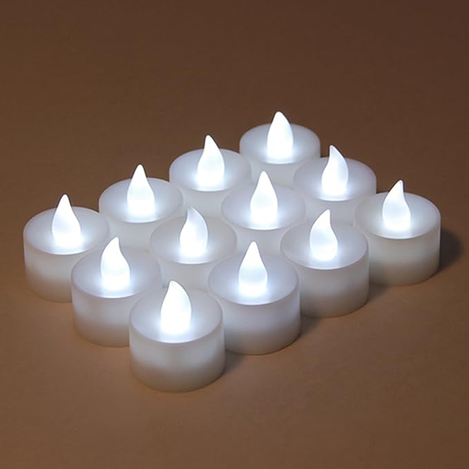 LumaBase Battery Operated Tea Light Candles, Purple - Set of 12
