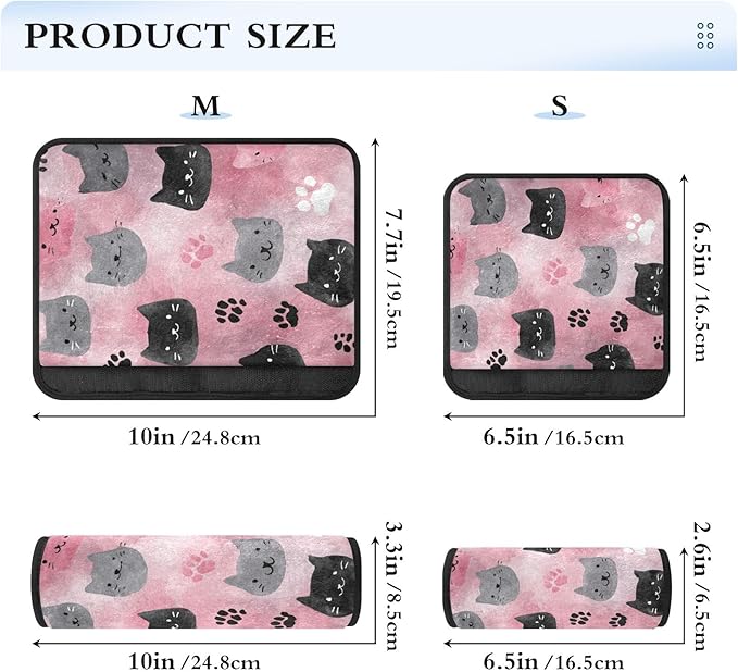 2 Pack Seatbelt Covers Seat Belt Cover Pad for Adults Boys Girls Car Seat Strap Covers Pads Cushion Universal Shoulder Strap Pad Protector for Backpack Camera Bag 6.5 Inch Watercolor Cat Faces and Paw