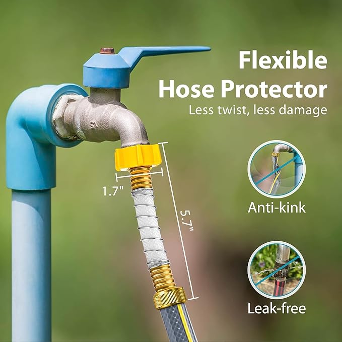 AQUA CREST Garden Hose Water Filter for Plants, Greatly Reduces Chlorine, Odor, Improve Plants Health, Ideal for Organic Gardening, Farming and Pets, Pack of 2, with Hose Protector