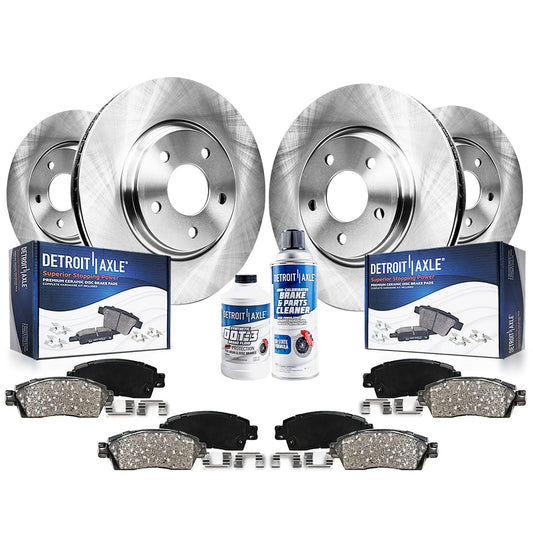 Detroit Axle - 5 Lugs Brake Kit for 2008-2013 Nissan Rogue 2014-2015 Rogue Select Disc Brake Rotors Ceramic Pads Replacement Fro