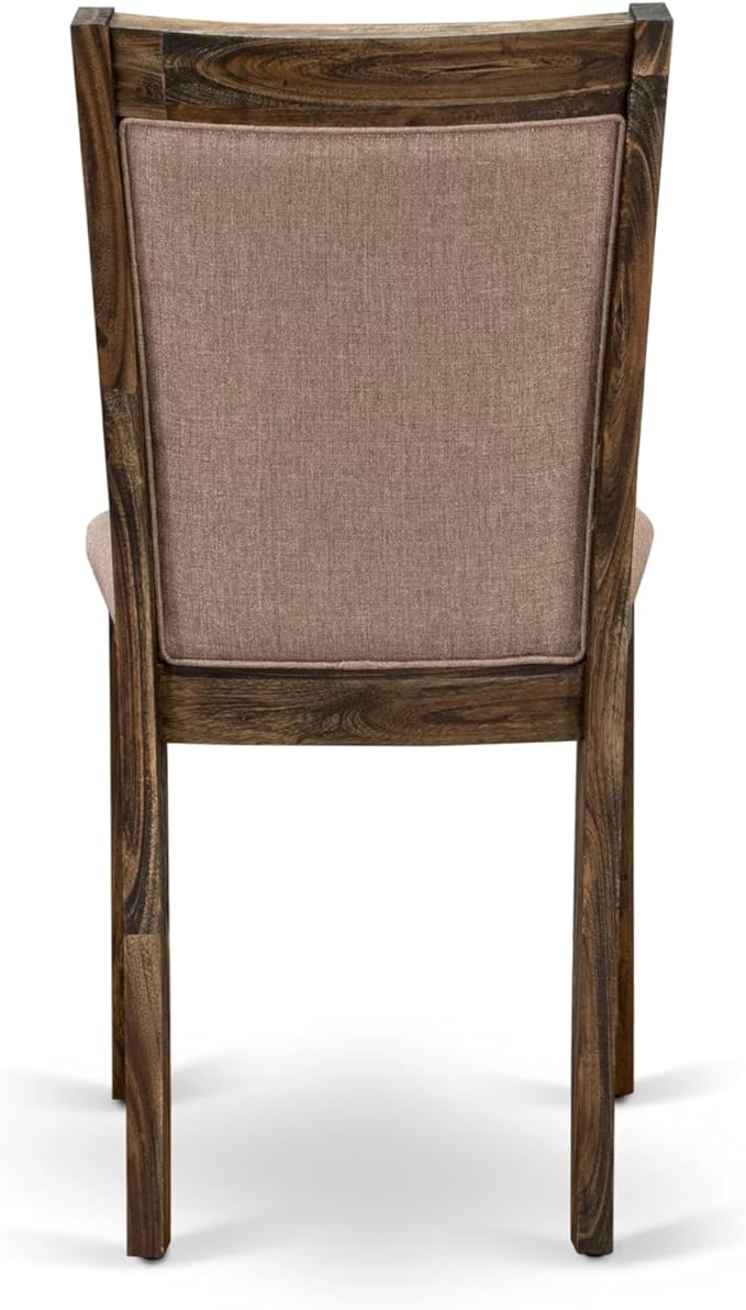East West Furniture V727MZ716-9 9 Piece Kitchen Table & Chairs Set Includes a Rectangle Dining Room Table with V-Legs and 8 Dark Khaki Linen Fabric Parson Chairs, 40x72 Inch, Multi-Color