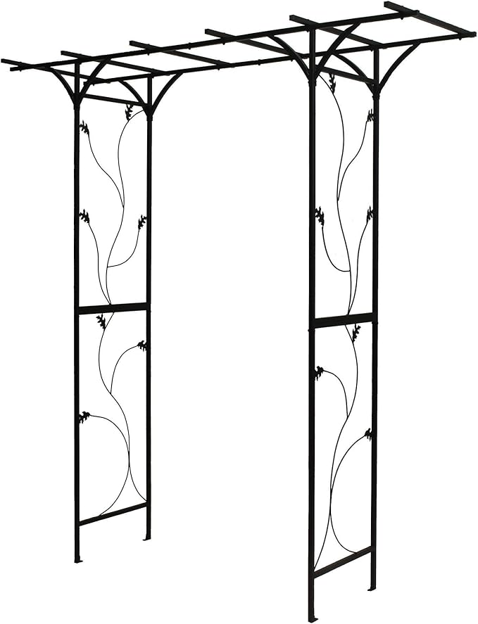 Steel Garden Arch, 7'2" High x 6'6" Wide, Garden Arbor for Various Climbing Plant, Outdoor Garden Lawn Backyard