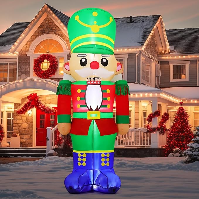 COMIN 6.5FT Christmas Inflatable Nutcracker Soldier Blow-Up Yard Decoration with LED Lights Xmas Holiday Décor for Outdoor Lawn Garden
