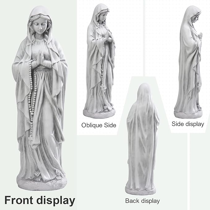 TOETOL Virgin Mary Praying Statue 29.9 Inch Tall Outdoor Garden Religious Decorations Statue Clearance for Home Yard Patio Lawn Hallway Decor Sculpture Magnesium Oxide Stone