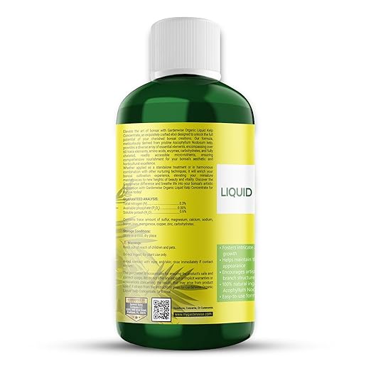 Organic Premium Seaweed Fertilizer for All Bonsai - Liquid Kelp Plant Food - Nutrient-Rich Liquid Plant Food & Soil Enhancer for Growth Control (8 OZ)