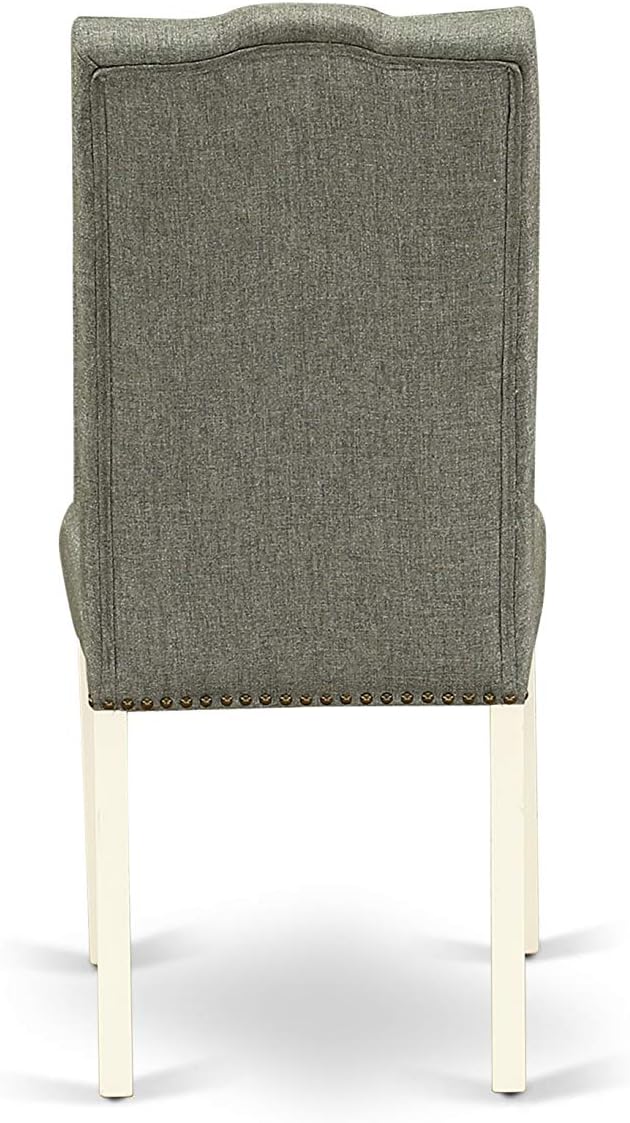 East West Furniture X097EL207-6 6 Piece Kitchen Table Set Contains a Rectangle Dining Table with X-Legs and 4 Gray Linen Fabric Parson Chairs with a Bench, 40x72 Inch, Multi-Color