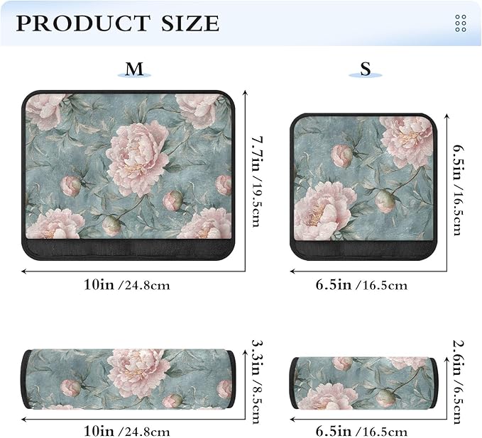CHIFIGNO Pack of 2 Car Seat Belt Covers Pink Peonies Blue Leaves Seatbelt Cushion Fashion Shoulder Strap Cushion Protect Your Neck and Shoulder