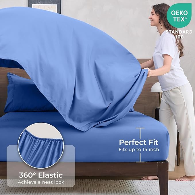 HEVUMYI Royal Blue Twin Comforter Set - 5-Piece All Season Bed in a Bag Twin, Ultra Soft Bedding Set with Comforter, Flat Sheet, Fitted Sheet, Pillowcases, Pillow Shams