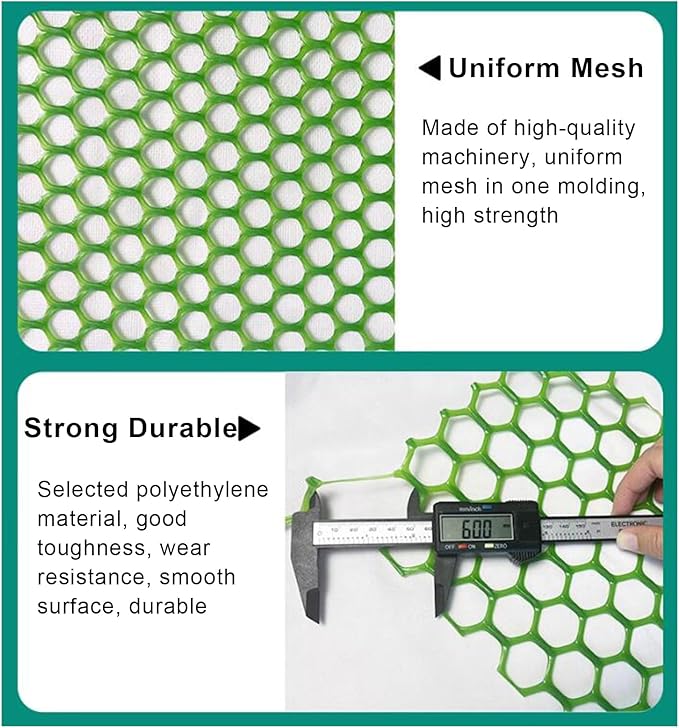 Plastic Chicken Wire Mesh Fencing 39.3″ x 32.8′ Roll Pet Garden Safety Fencing Netting Durable Heavy Duty Snow Fence for Poultry Floral Bird Patio Barrier, Easy to(Size:1x20M - Mesh 1.2cm,Color:Green)