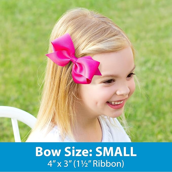 Wee Ones Girls' Plain Wrap Classic Grosgrain Hair Bows on a WeeStay No-Slip Hair Clip, Handmade, Small, Oatmeal