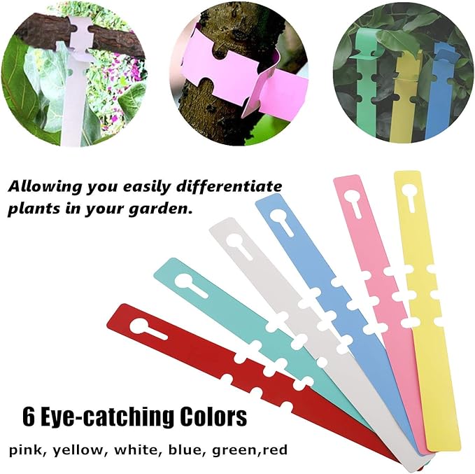 YaeCCC 600 Pcs Plant Labels, PVC Plant Tags for Garden Adjustable Waterproof Plant Tags 6 Colors