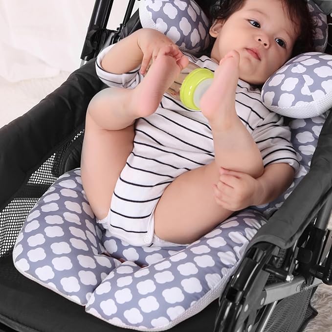 KAKIBLIN Stroller Cushion Toddler Car Seat Insert, Carseat Insert Support for Newborn, Baby Stroller Pillow, Baby Pad Car Seat Neck Support Cushion for Toddler (Cloud)