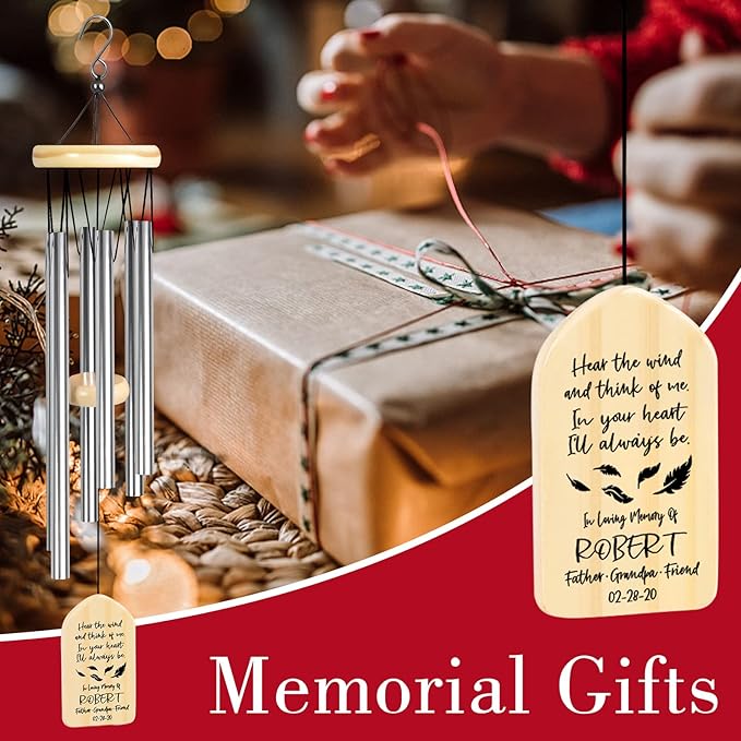 Personalized Memorial Wind Chimes, Sympathy Gifts for Loss of Loved One, Bereavement/Condolence/Remembrance/Memorial Gifts for Loss of Mother, Father or Loved One - Think of Me