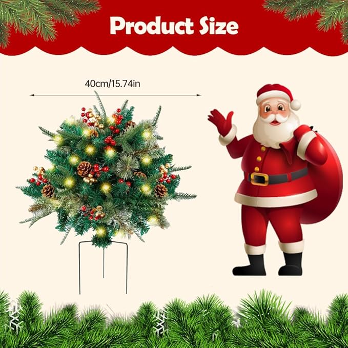 2026 New Holiday Planter Filler, Upgrade Holidays Planter Lighted Artificial Christmas Urn Filler with Tripod Stake, Prelit Holidays Planter, Christmas Holiday Planter Filler Outdoor Decorations (2)