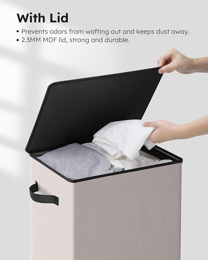 SOLEDI Laundry Hamper with Lid 90L Large & Tall Collapsible Laundry Basket
