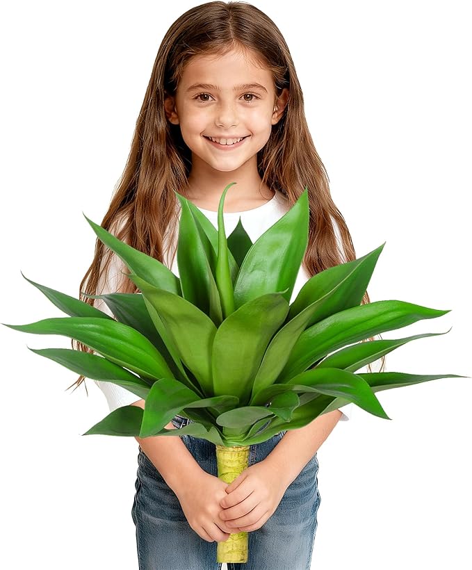 Artificial Agave Plant Fake Agave Plant Artificial Plants Outdoor Uv Resistant Artificial Fake Plants Suitable for Indoor Home Decor Outdoor Courtyard Balcony Terrace Decor 20.9'',Green,1Pcs