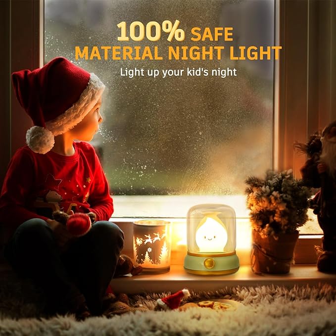 2Pack Ghost Campfire Night Light, Small Cute Desk Lamp, Dimmable Cordless Bedside Table Lamp, Rechargebale Battery Oprated Warm Night Light for Bedroom/Kids/Baby Nursery, Vintage Ambient Lighting