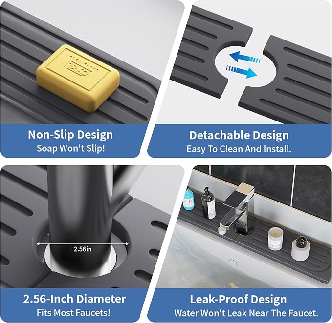 Fast Drying Kitchen Sink Splash Guard, Durable Stone Kitchen Faucet Mat