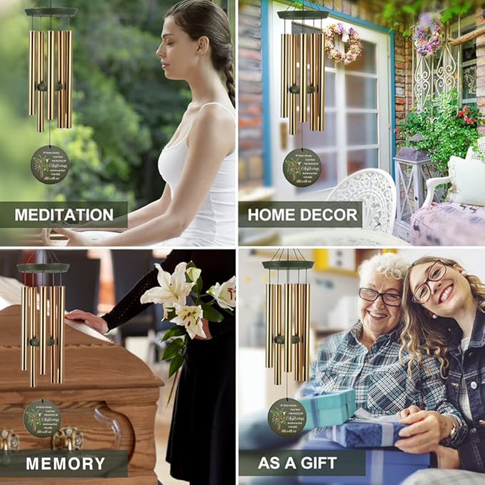 Personalized Wind Chimes, 36inch Memorial Gifts, Loving Memory of Dad/Mom, Cross Sympathy Custom Name Wind Chime for Loss of Loved Ones, Decor for Funeral Outside (Produced in USA)