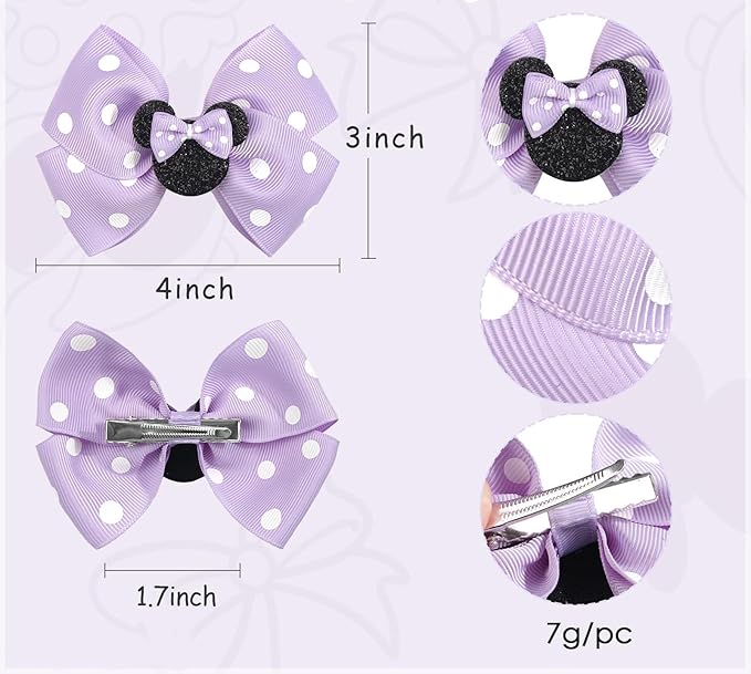 4 Inch Cute Mouse Ears Sequins Bows Hair Clips For Baby Girls, Toddler, Kids and Young Women Birthday Party Wedding Christmas Occasions Set of 2 (A- Yellow)