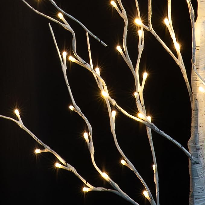 TW SHINE Set of 3 Lighted Birch Tree, 4FT 6FT 8FT White Artificial Christmas Tree with Total 456 LED Light, Prelit Waterproof Christmas Decoration for Indoor Outdoor Thanksgiving Wedding Holiday