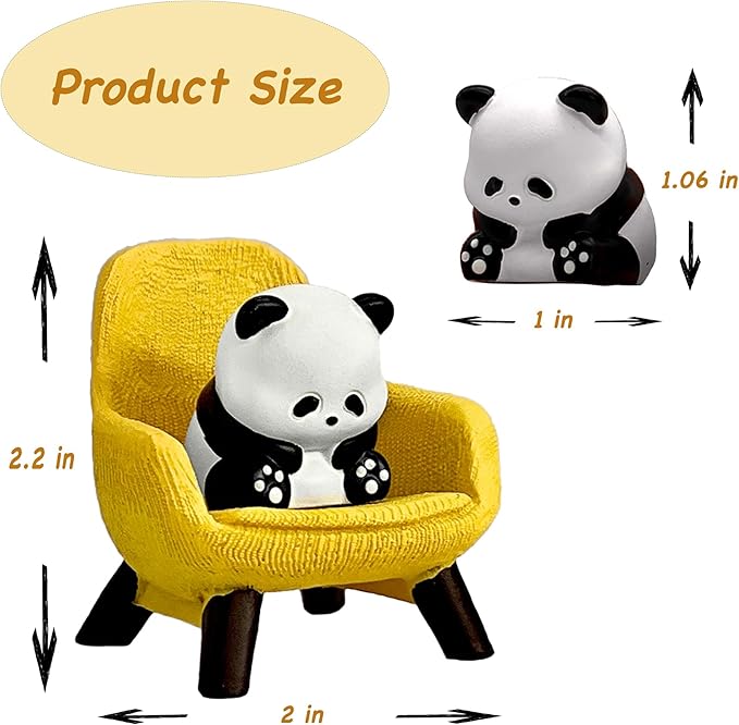 Miniature Frog Figurines, Cute Frog Desk Accessories for Desk Decor, Funny Gifts for Garden Decor, Mini Resin Animal Garden Statues (Panda)