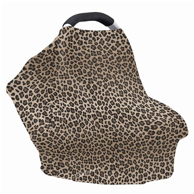 Forchrinse Leopard Cheetah Animal Print Baby Car Seat Canopy for Boys Girls - Soft Nursing Breastfeeding Cover Stroller Cover Baby Car Seat Cover