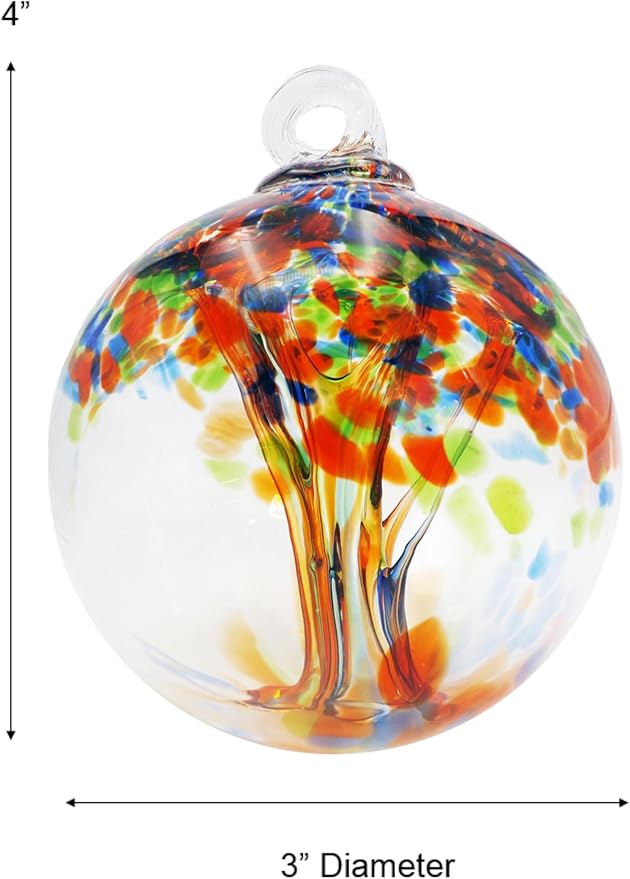 Dale Tiffany Hand Blown Glass, 3" Diameter Royal, Tree of Life Collection, Witch Globe Hanging Garden Indoor/Outdoor Decorative Ornament Gazing Ball