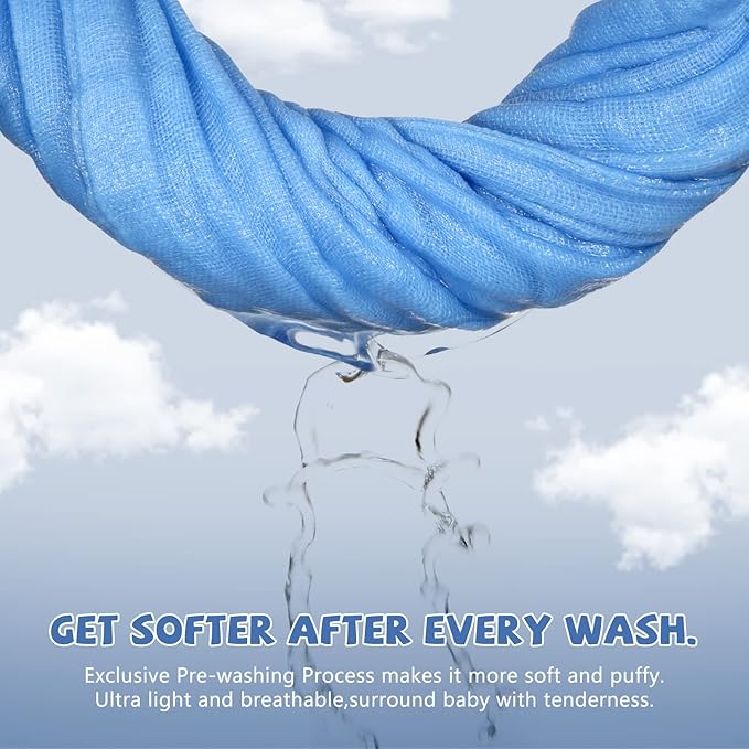 MUKIN Baby Washcloths - Soft Face Cloths for Newborn, Absorbent Bath Wipes, Burp Cloths or Towels, Baby Registry as Shower. Pack of 6-12x12 inches (Blue)