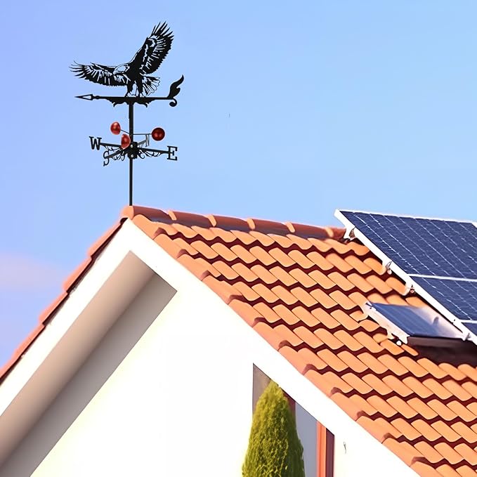 Weathervane Roof Mount, Rust-Resistant & Durable Metal Wind Direction Indicators, Decor Weather Vane for Yard, Outside, Garden, Shed, Farmhouse & Chicken Coop (Eagle)
