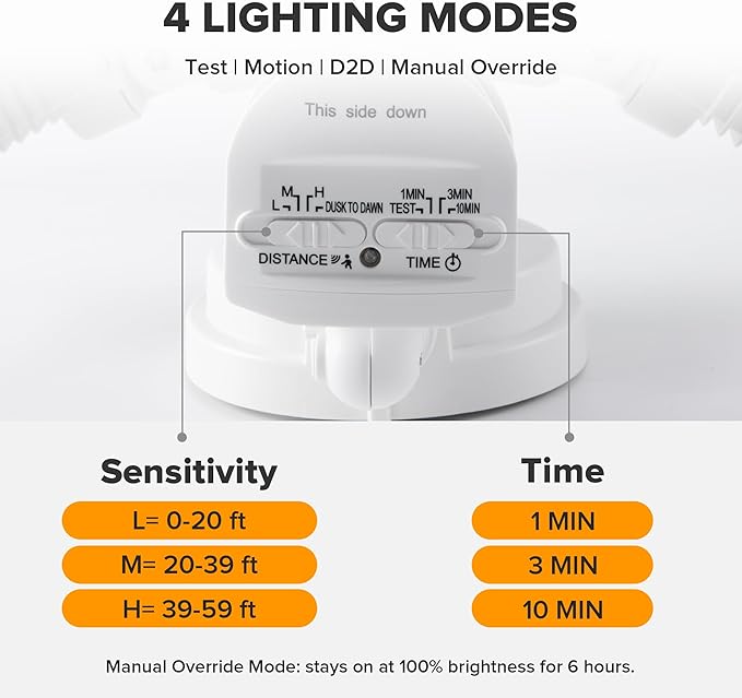 UME 2 Pack 5500LM LED Security Lights Motion Sensor Light Outdoor, 49W, 5000K Daylight, IP65 Waterproof, Dusk to Dawn, 3 Head Motion Detected Flood Light for Garage, Yard, Porch (White)