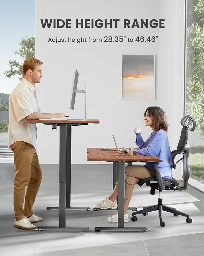 ErGear Height Adjustable Electric Standing Desk, 48 x 24 Inches Sit Stand up Desk, Memory Computer Home Office Desk with Two-Piece Desktop (Walnut)