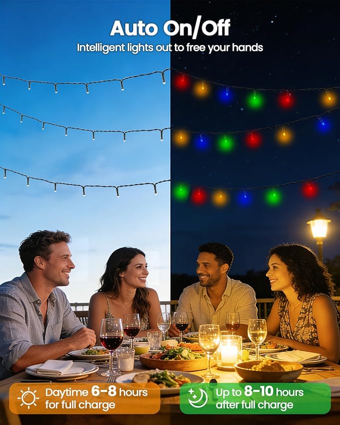 OZS 6 Pack 480LED Solar Christmas String Lights Outdoor, Waterproof 8 Modes Solar Tree Light, Green Wire Christmas Lights Outdoor for Garden, Party, Wedding, Christmas Decorations (Multicolor)