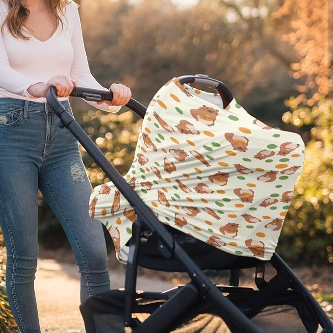 AFPANQZ Marmot Baby Car Seat Cover Stretchy for Baby Girls Nursing Breastfeeding Covers Shopping Cart High Chair Stroller Covers Infinity Scarf Sunshade Car Seat Canopies