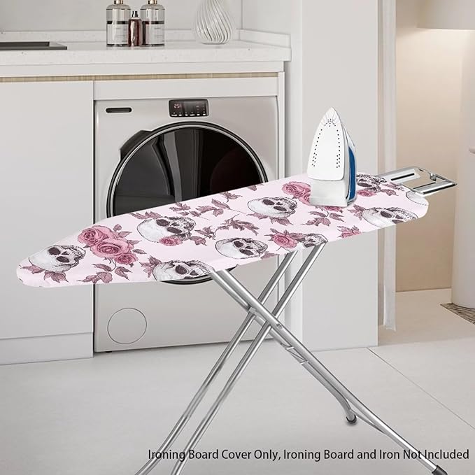 Ironing Board Covers Skull Pink Rose Stretchy Iron Board Cover and Pad