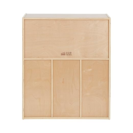 ECR4Kids Streamline 15 Cubby Tray Storage Cabinet, 5x3, Classroom Furniture, Natural